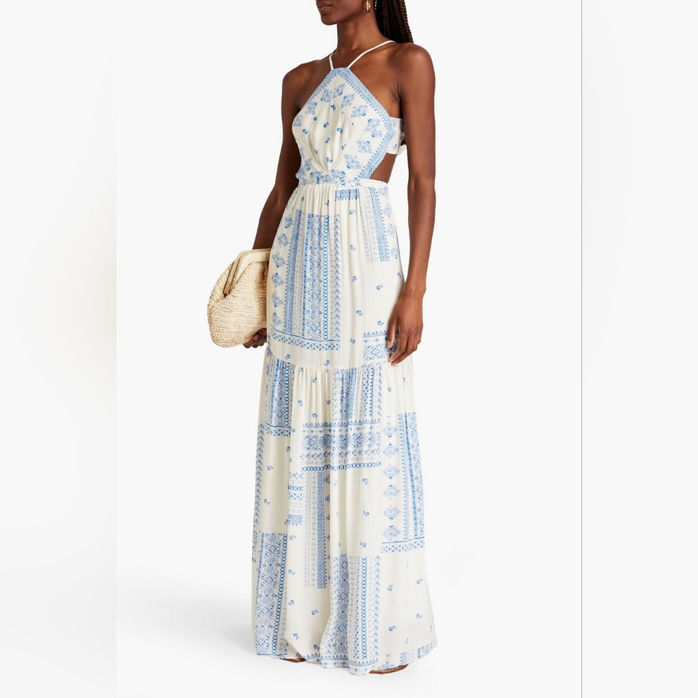 ba&sh Blue and Cream Maxi Dress